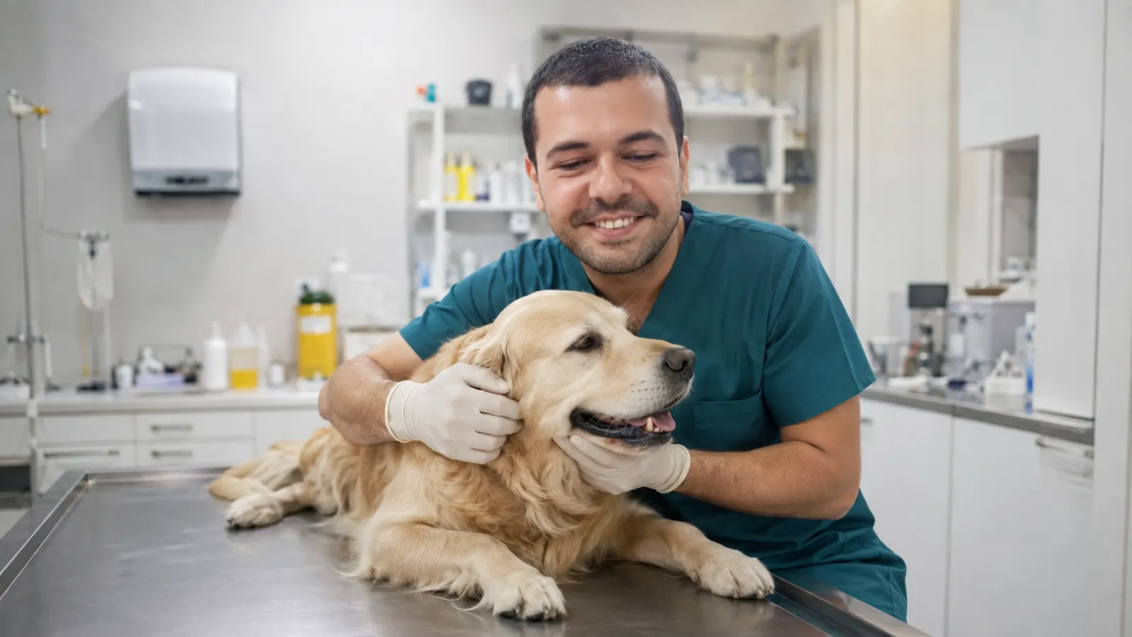 Veteriner hekimin köpek muayenesi